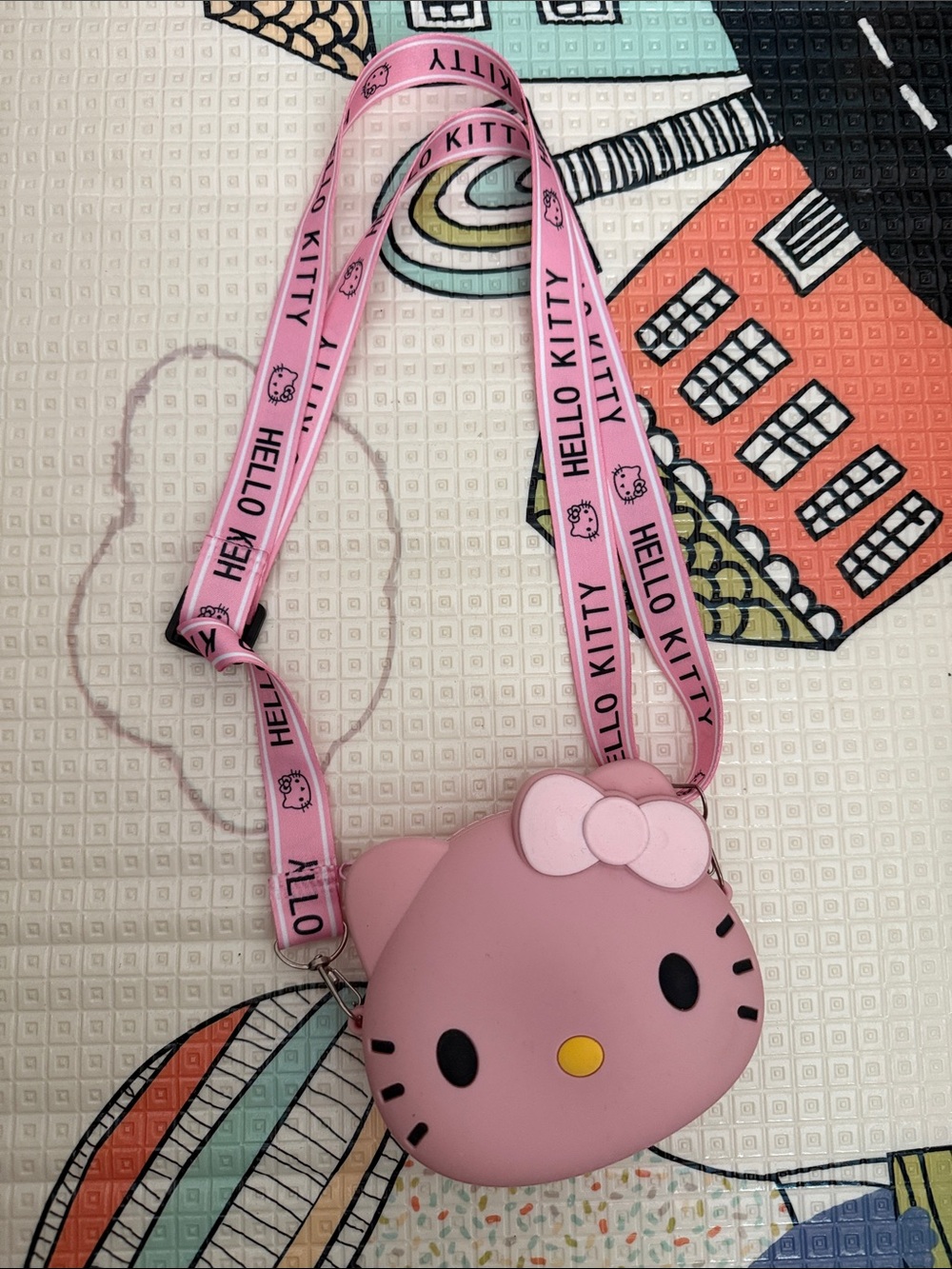 Hello Kitty Pink Silicone Crossbody Purse with Branded Strap